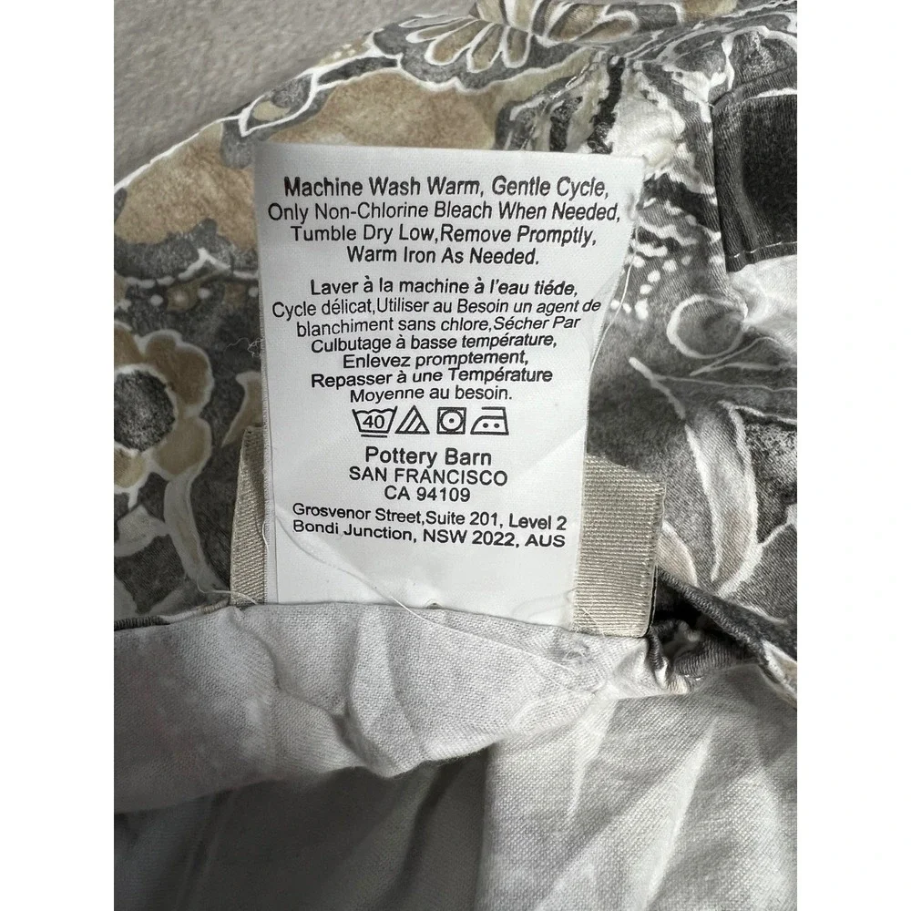 Pottery Barn King Pillow‎ case Medallion Print 100 Cotton Gray White
